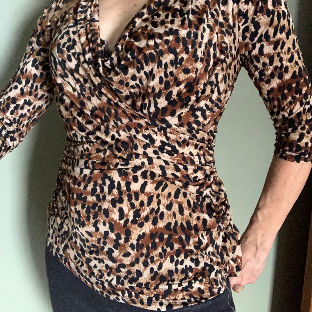 PS Ruched Animal Print Top by Worthington - Picture 2 of 7